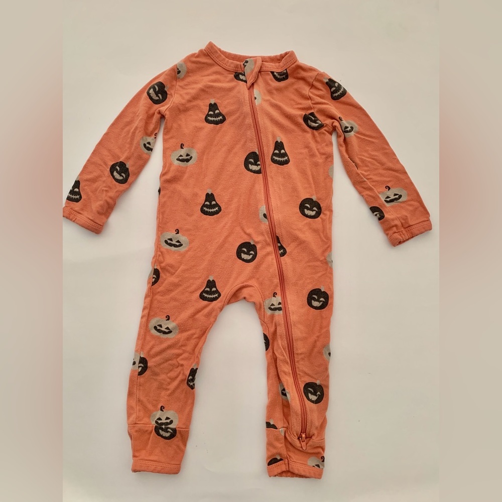 Kyte Baby Orange Pumpkin Halloween Zip Pajamas